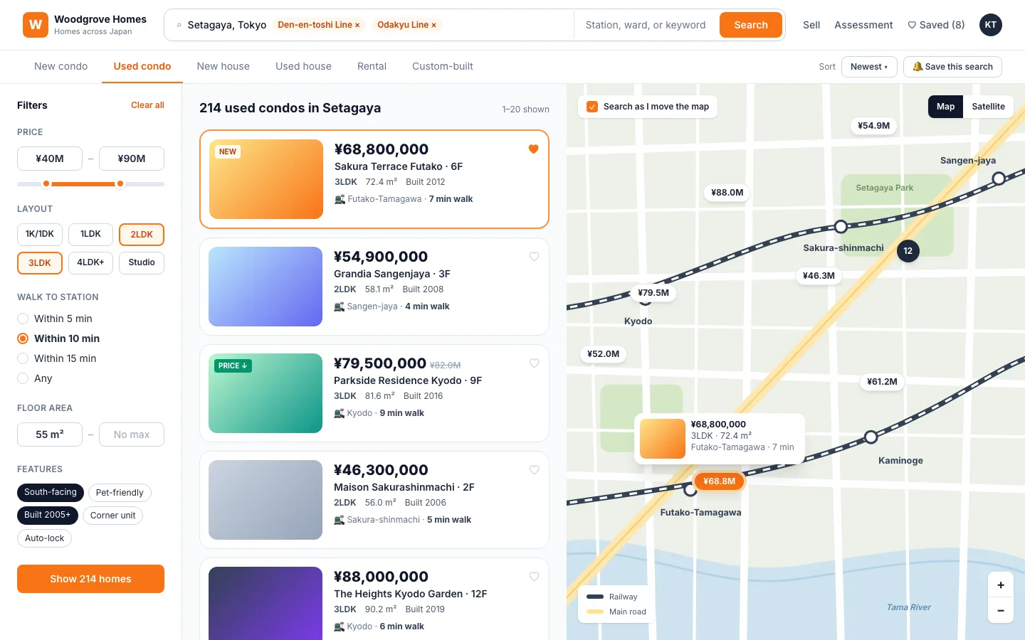 Property search with map